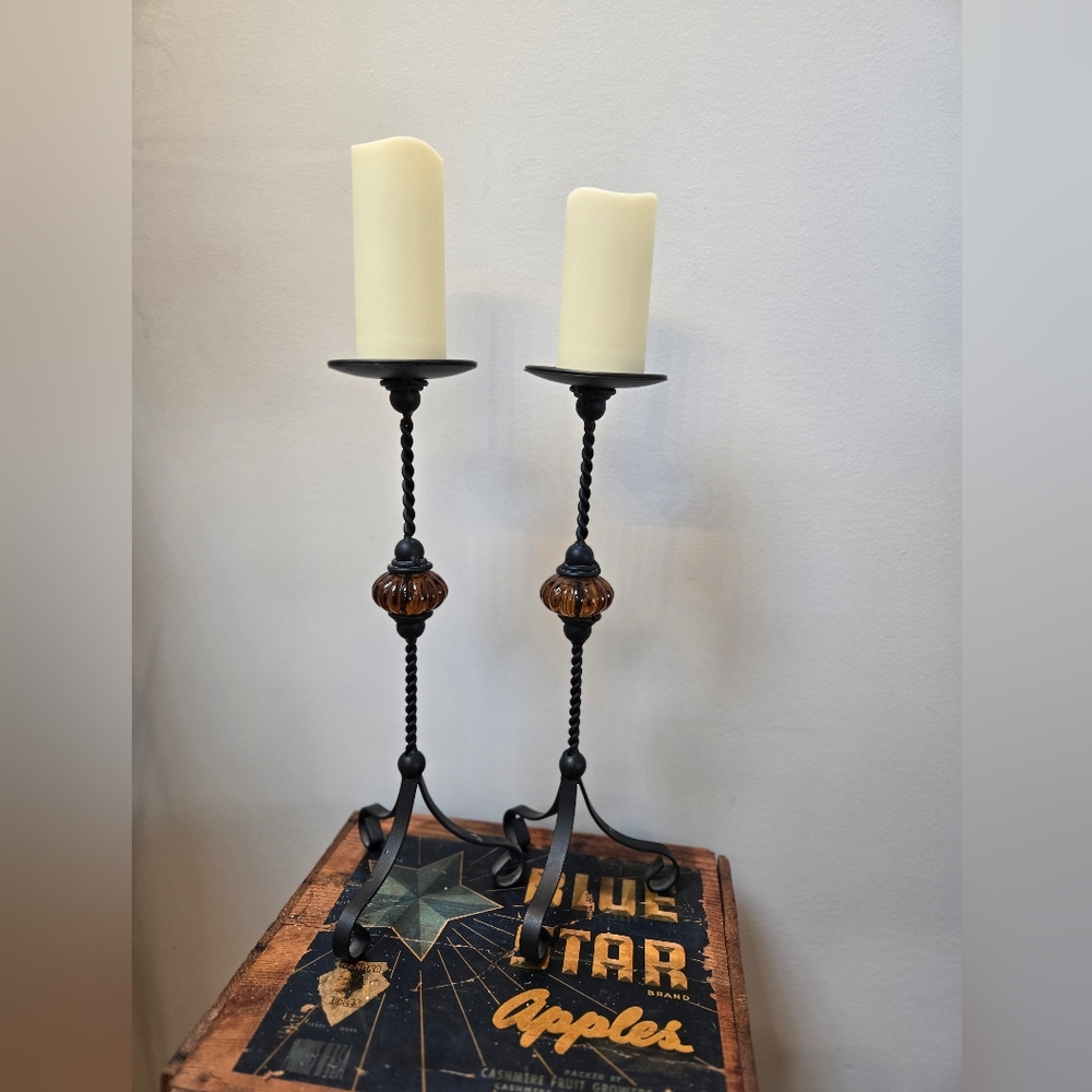 Elegant Black and Brown Candle Holders